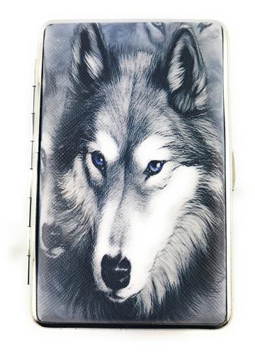 Etui métal pour 14 cigarettes longues 100'S modèle WOLF 3