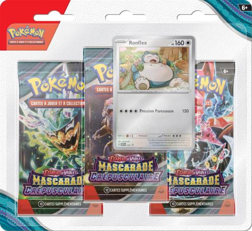 Pokemon Tripack Mascarade Crépusculaire EV06 Ronflex en édition française