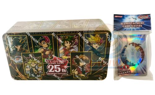 Yugioh Tinbox 2023 Boîte de 25ème anniversaire Les Héros du Duel + Cadeau 50 Sleeves