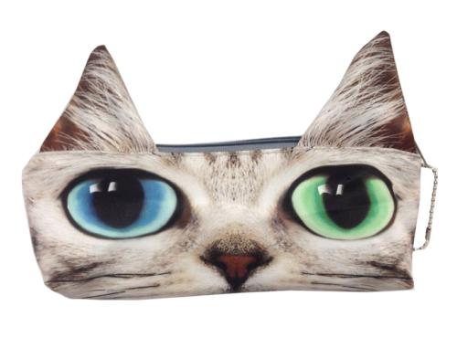 Trousse Plate imprimée de chaque côté avec tête Chat A