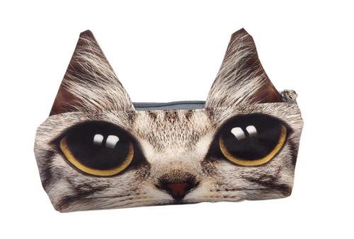 Trousse Plate imprimée de chaque côté avec tête Chat D