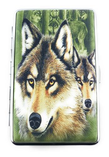 Etui métal pour 14 cigarettes longues 100'S modèle WOLF 2