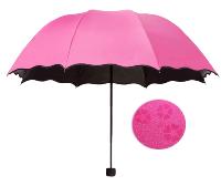 Parapluie Pliant Magique Apparition Motifs Fleurs sous la Pluie Couleur ROSE