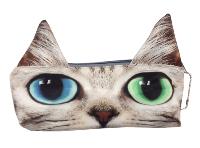 Trousse Plate imprimée de chaque côté avec tête Chat A