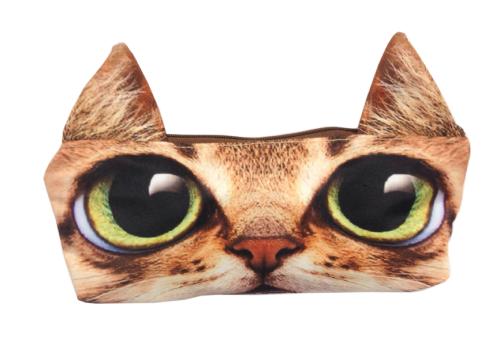 Trousse Plate imprimée de chaque côté avec tête Chat B